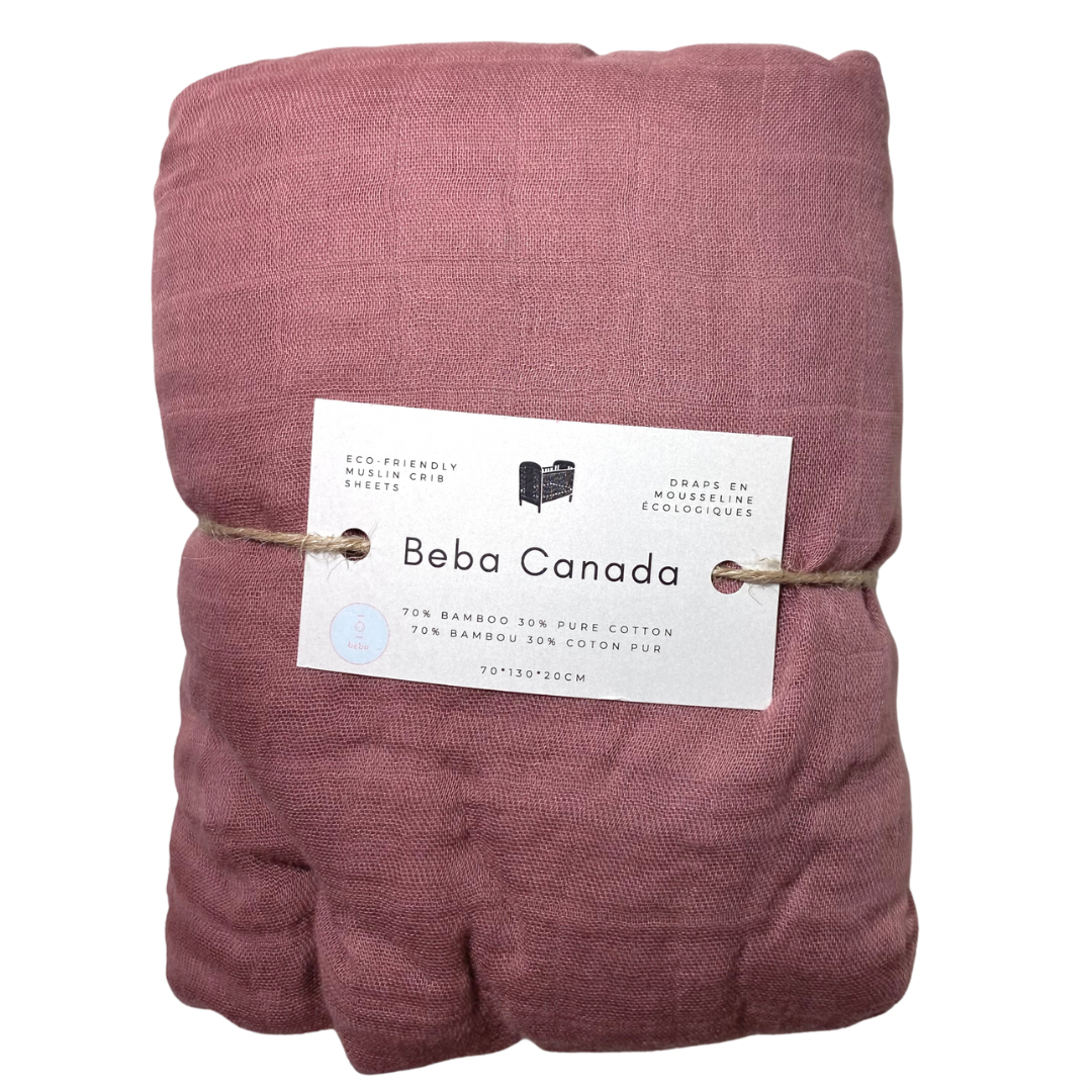 Bamboo Muslin Fitted Crib Sheet Burnt Maroon Beba Canada