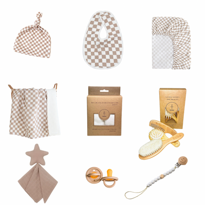 Deluxe Beige Checkered Bed & Bath Gift Bundle - Value $205