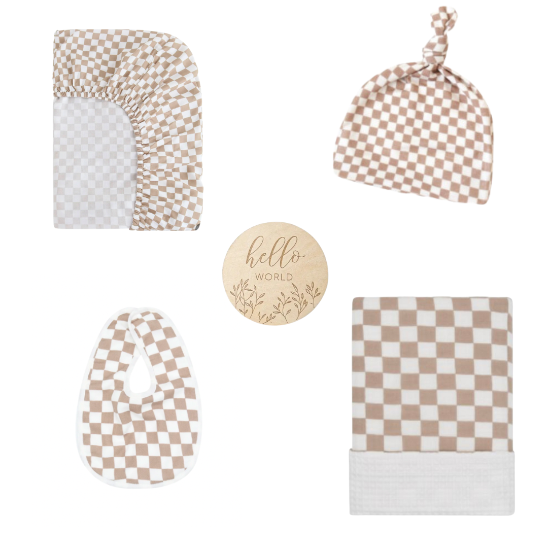 Checkered Organic Newborn Baby Set