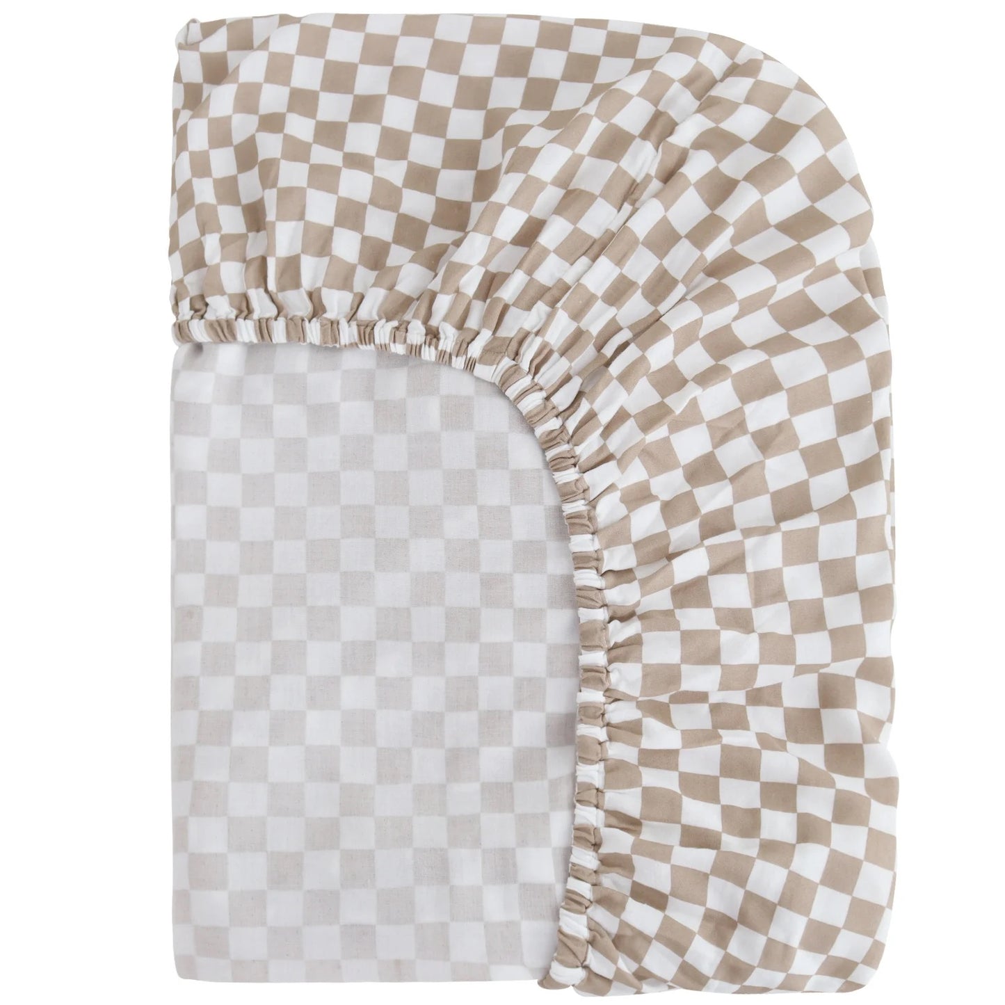 Taupe Checkered Muslin Crib Sheet