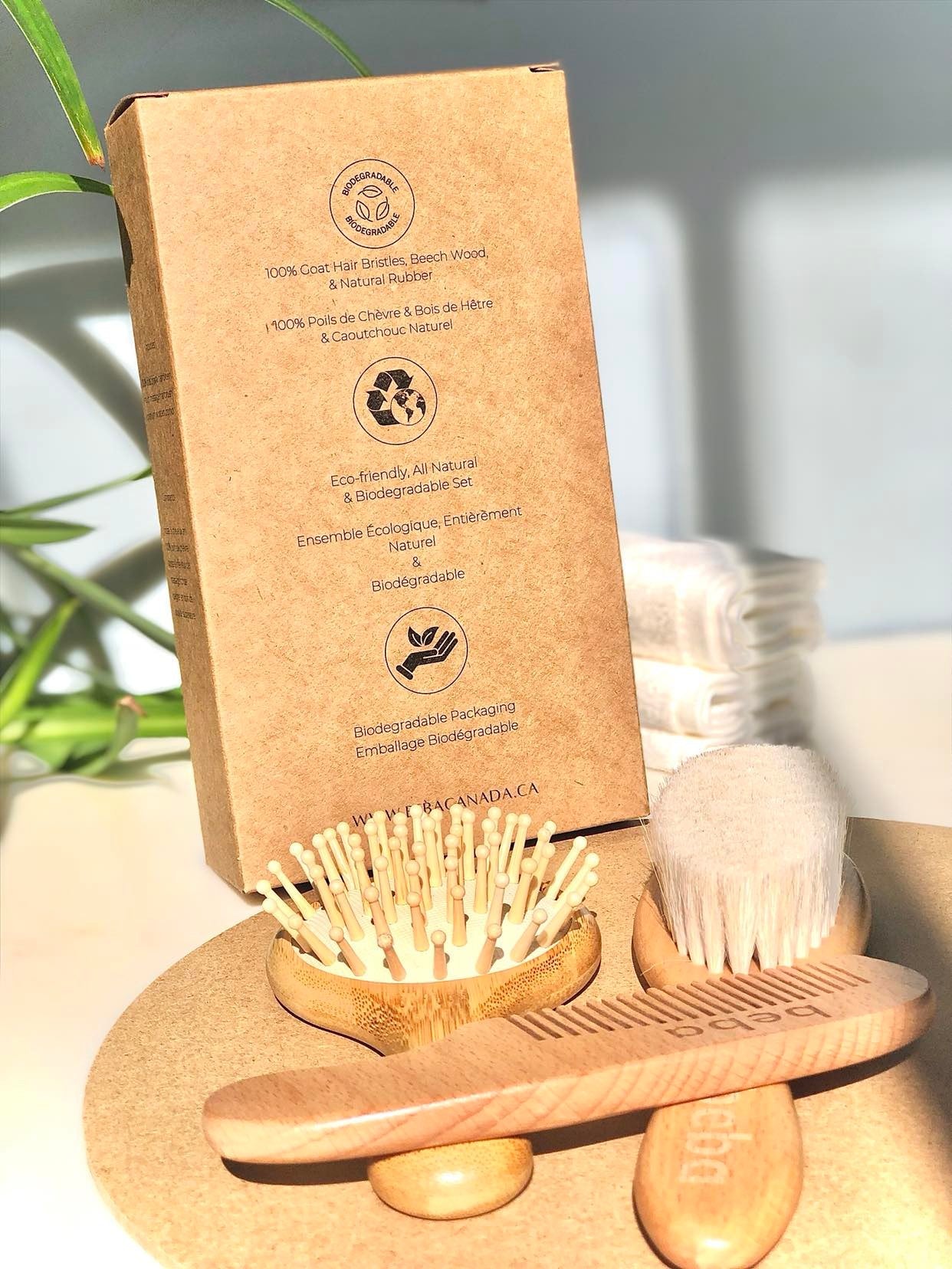 Natural Wooden Baby Brush Set Beba Canada